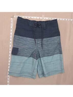 Men's Blue Gradient Swim Trunks with Drawstring Waist